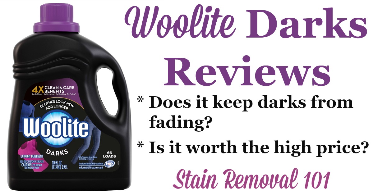 Woolite for Darks reviews, including discussions of whether the high price is worth it, whether it actually works well to prevent fading of dark clothes, allergic reactions and more {on Stain Removal 101}