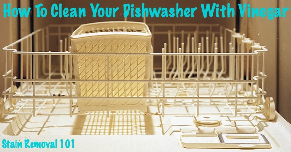 How to clean dishwasher with vinegar {on Stain Removal 101} #CleanDishwasher #UsesForVinegar #VinegarUses