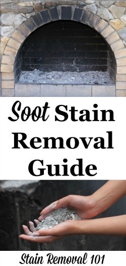 Soot stain removal guide for clothing, upholstery and carpet, with step by step instructions, plus tips for removing from hard surfaces too {on Stain Removal 101}