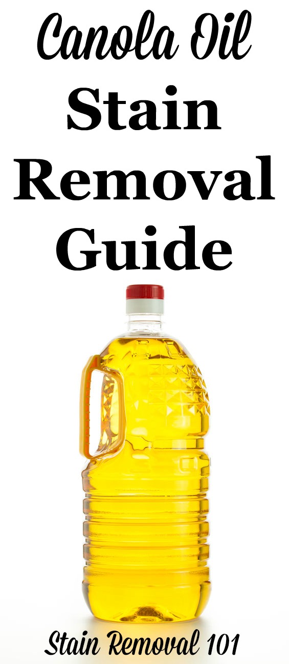 Step by step instructions for canola oil stain removal from clothing, upholstery and carpet {on Stain Removal 101}