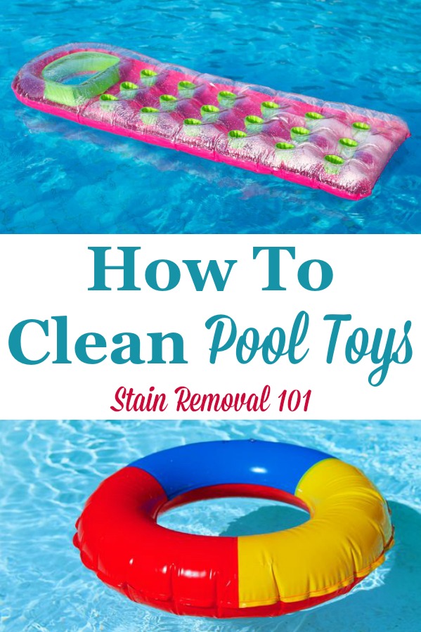 How to clean pool toys, plus kiddie pools, to remove dirt, algae, mildew and mold {on Stain Removal 101} #CleanPoolToys #CleaningPoolToys #CleaningTips