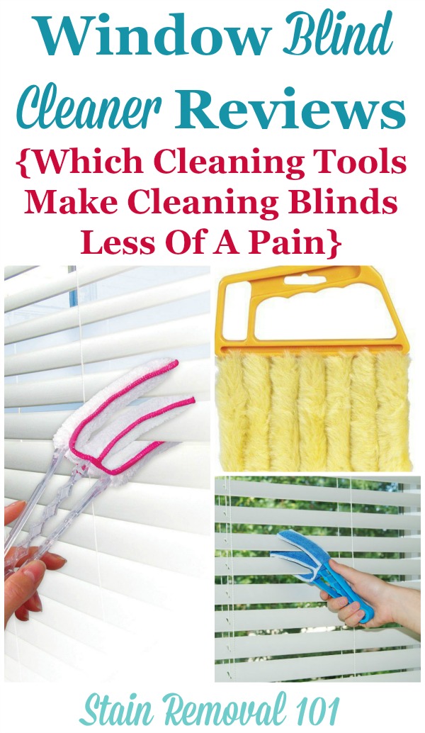 Window blind cleaner reviews and recommendations, with a discussion of what products and cleaning tools make cleaning blinds a bit less of a hassle {on Stain Removal 101} #BlindCleaner #CleaningBlinds #BlindCleaning