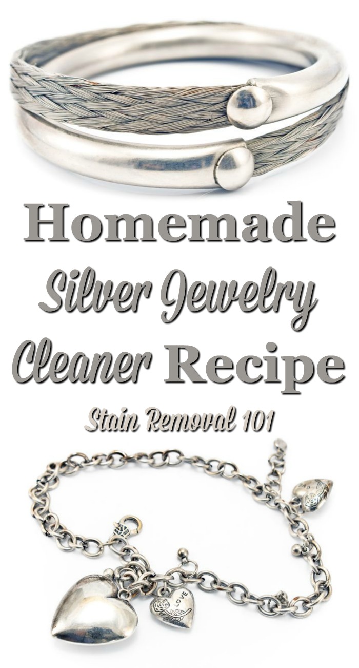 Homemade silver jewelry cleaner recipe, that is frugal and natural, that keeps your jewelry looking great {on Stain Removal 101}