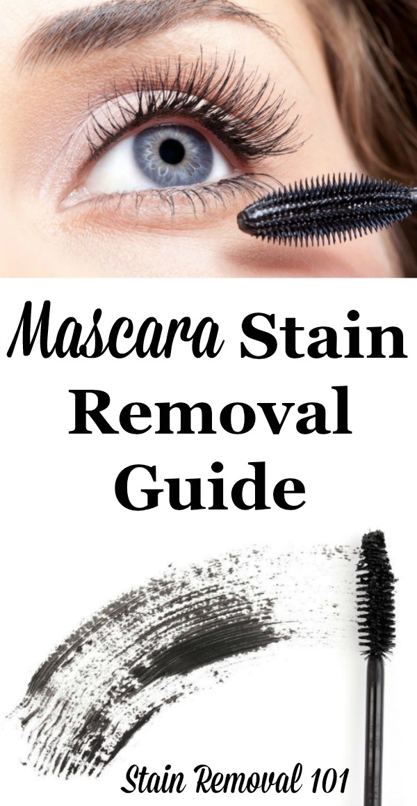 Step by step instructions for mascara stain removal from clothes, including towels and pillowcases, as well as upholstery and carpet {on Stain Removal 101}