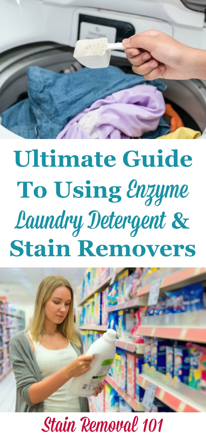 How enzyme laundry detergent and stain removers work to remove stains and get clothes clean, plus instructions for how to use them properly and effectively. {on Stain Removal 101}