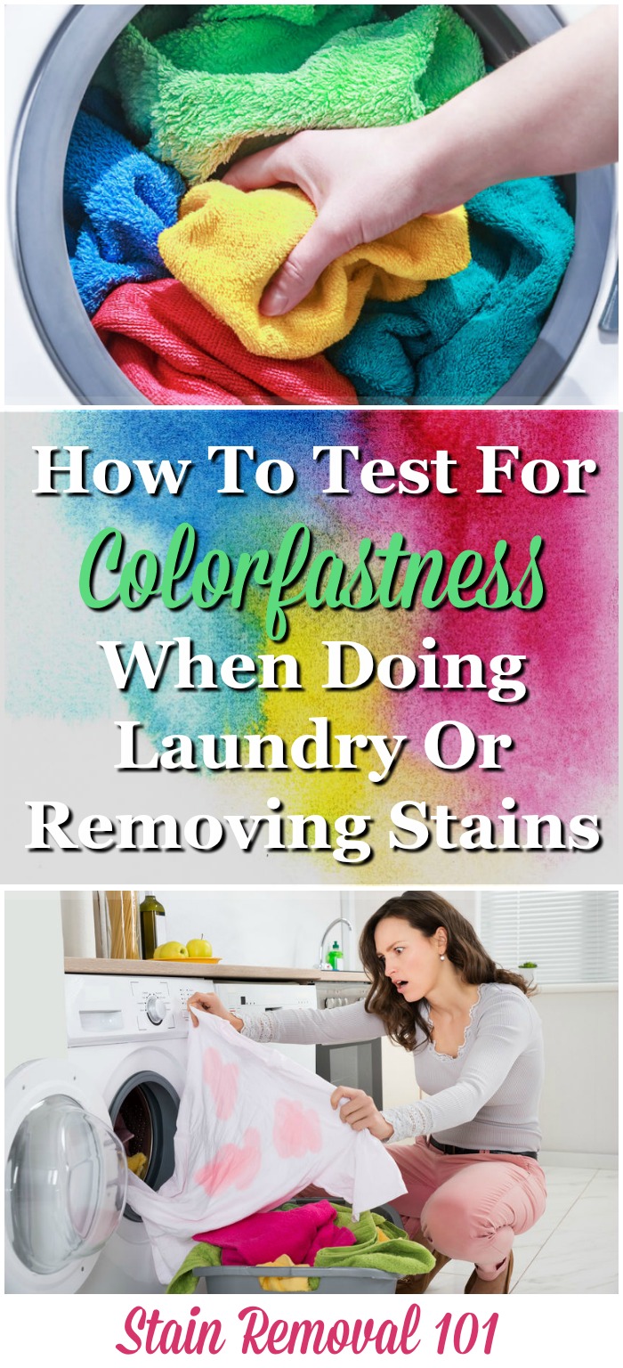 Simple instructions for how to test for colorfastness in clothing or other fabric items when doing laundry or removing stains, so you don't accidentally ruin clothes with products that are too strong for that item {on Stain Removal 101}