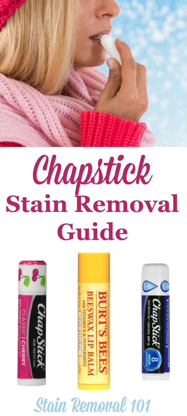 Chapstick stain removal guide for clothing, upholstery and carpet {on Stain Removal 101}