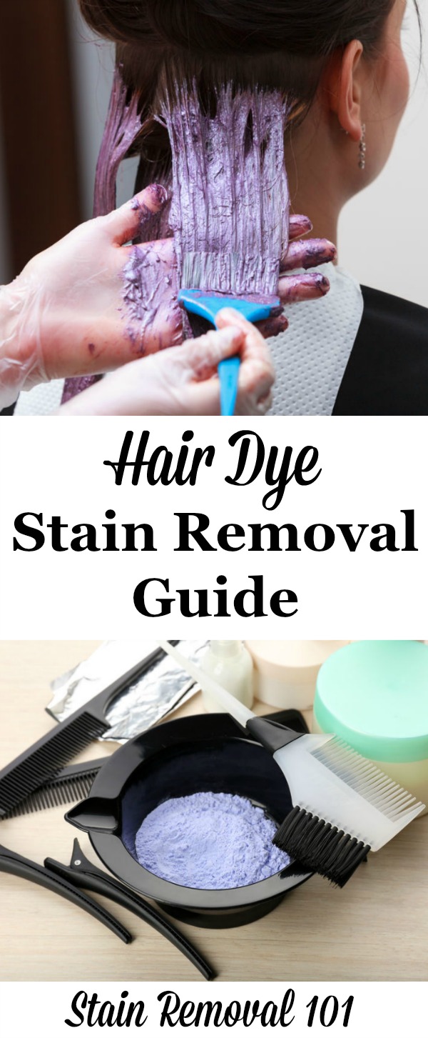 The ultimate hair dye stain removal guide for clothing, upholstery, carpet, hard surfaces, your skin, and even from hair itself! {on Stain Removal 101}