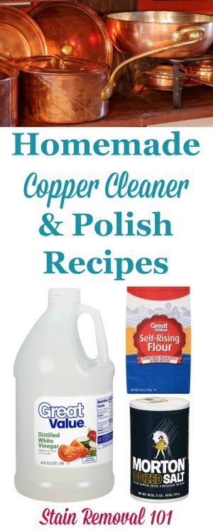 Several homemade copper cleaner and polish recipes using natural, frugal ingredients {on Stain Removal 101}