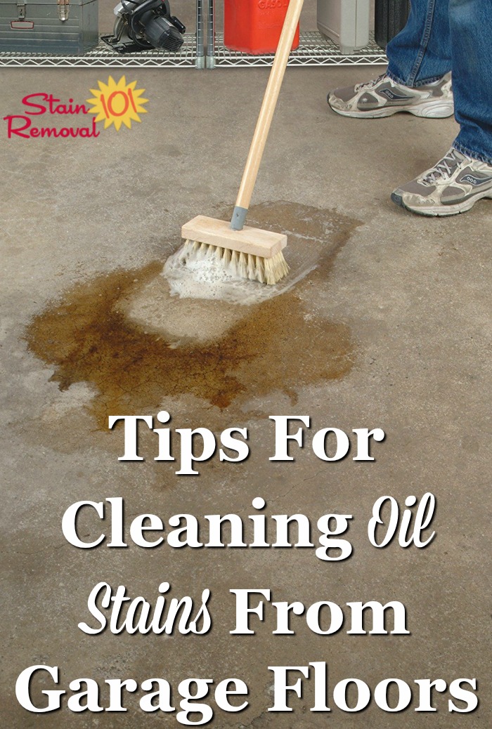 Tips for cleaning oil stains from garage floors {on Stain Removal 101} #CleaningGarage #OilStains #CleaningTips