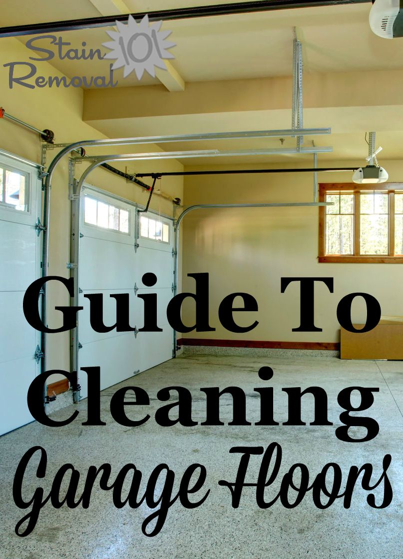 Guide to cleaning garage floors, from general cleaning to removing oil drips and stains {on Stain Removal 101} #CleaningGarage #GarageFloorCleaner #CleaningTips