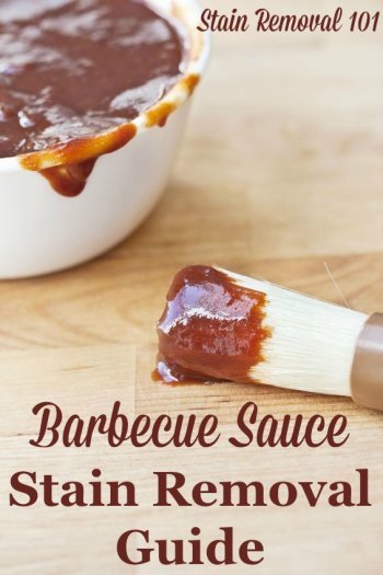 Barbecue stain removal guide, with step by step instructions for removing BBQ stains from clothing, upholstery and carpet {on Stain Removal 101}