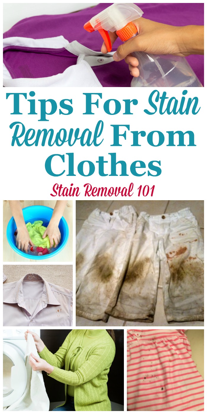 Round up of over 60 tips for stain removal from clothes, including the most common stains, to keep your clothes clean and stain free {on Stain Removal 101}