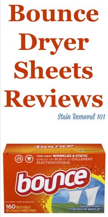 Here is a comprehensive guide about Bounce dryer sheets and fabric softener, including reviews and ratings of this brand of laundry supply for many different scents and varieties {on Stain Removal 101}