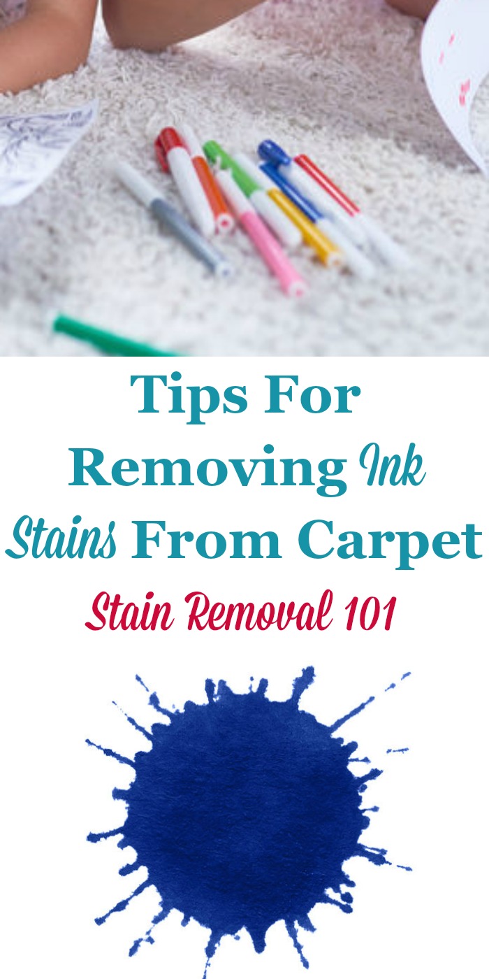Here is a round up of tips for removing ink stain on carpet, to get ideas for how you can do it in your home. This includes reviews of cleaning and stain removal products used for the task {on Stain Removal 101} #StainRemoval #CarpetStains #InkStains