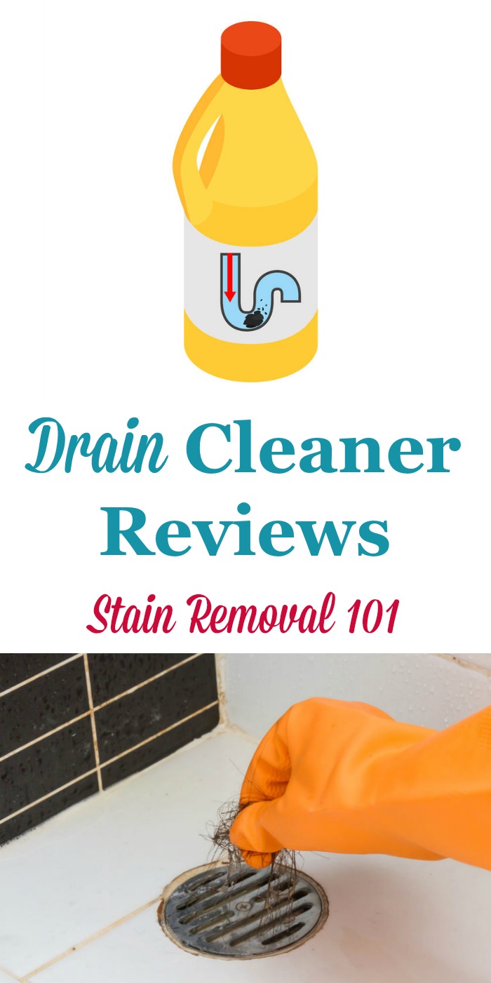 Here is a round up of drain cleaners reviews discussing how various products worked for clearing clogs in both the bathroom and kitchen, including greasy clogs and hair clogs, to find out which products work best and safely for your pipes {on Stain Removal 101}