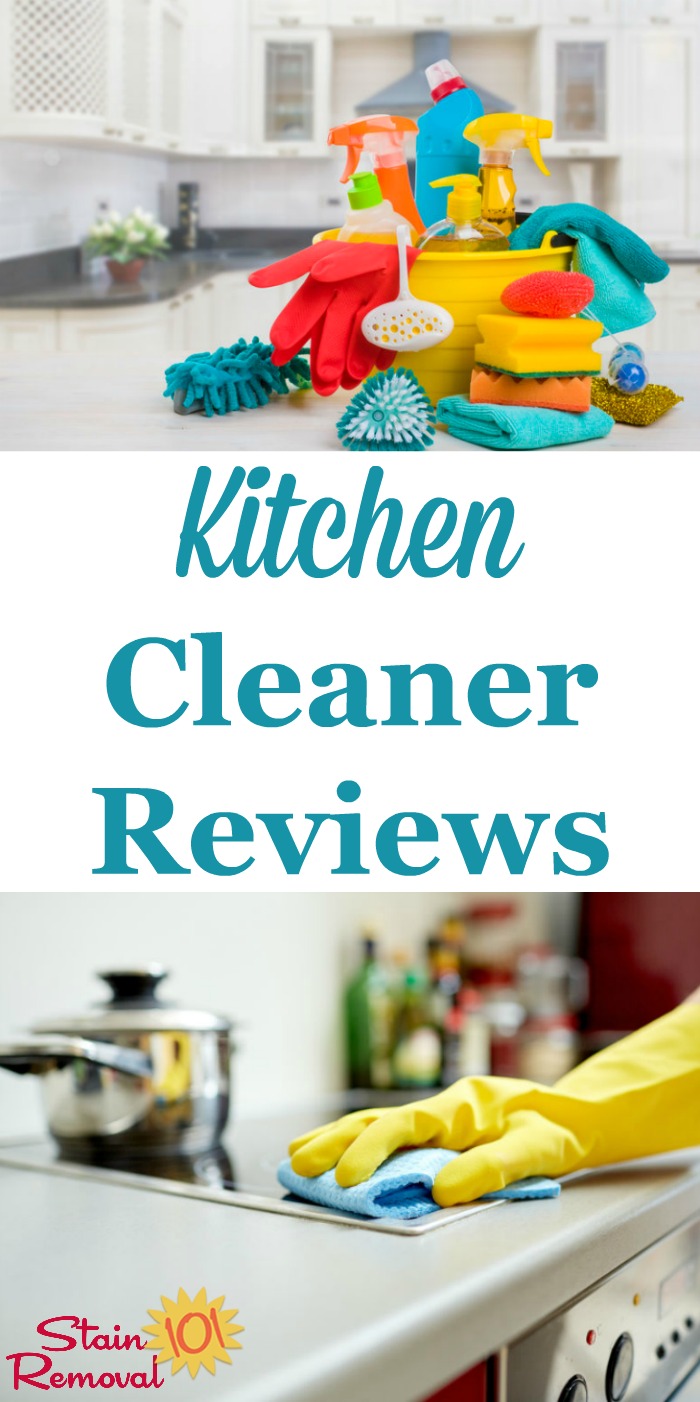 Here is a round up of over 30 kitchen cleaner reviews to find out which products work best for cleaning your kitchen surfaces, and which should stay on the store shelf {on Stain Removal 101} #KitchenCleaner #KitchenCleaning #CleaningProducts