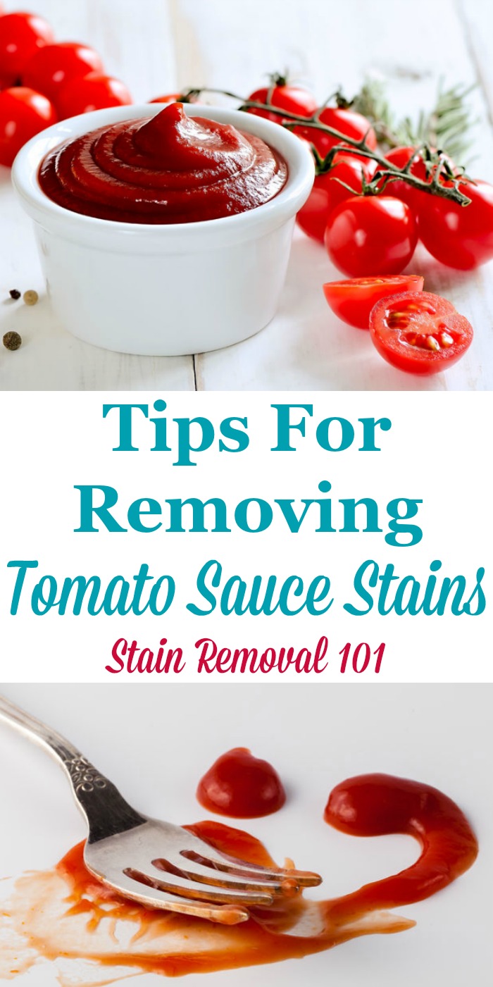 Here is a round up of tips for how to remove tomato sauce stains from many surfaces, including clothing, carpet and hard surfaces, plus a review of how various laundry and stain removal products worked on these sometimes tough spots {on Stain Removal 101}