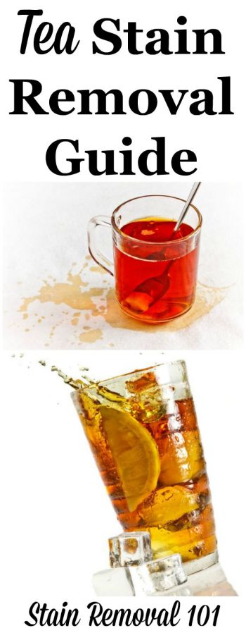 Tea stain removal guide, for clothing, upholstery and carpet, for both hot and iced tea, as well as green tea {on Stain Removal 101}