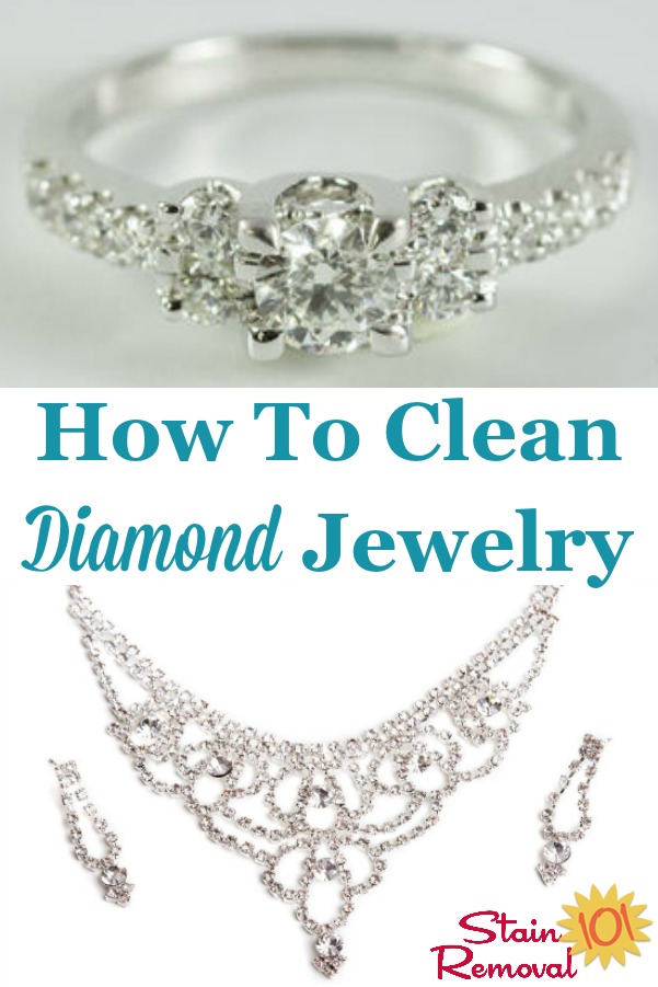 Here is a round up of tips for how to clean diamond jewelry and other diamonds so they sparkle and shine {on Stain Removal 101} #CleanDiamond #CleaningDiamond #DiamondCleaner