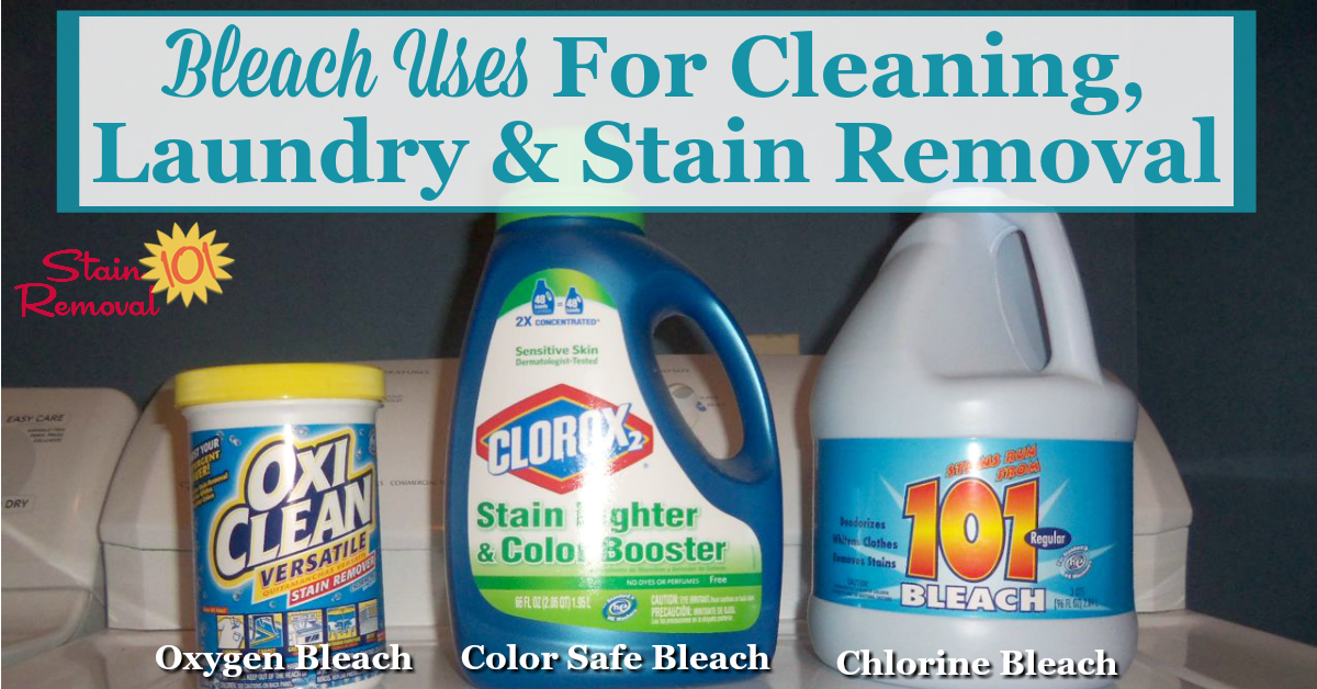 There are many bleach uses in your home, for cleaning, laundry and stain removal, but you need to use the right bleach for the right job. Here is a round up of uses for color, oxygen and chlorine bleach {on Stain Removal 101}