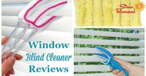 Window blind cleaner reviews and recommendations, with a discussion of what products and cleaning tools make cleaning blinds a bit less of a hassle {on Stain Removal 101}