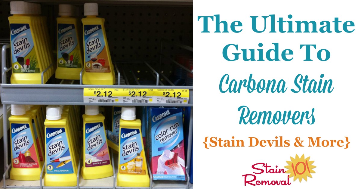 Here is the ultimate guide to Carbona stain remover products, including all nine formulas of the Stain Devils, plus more, to remove various categories of stains from fabric and clothing {on Stain Removal 101}