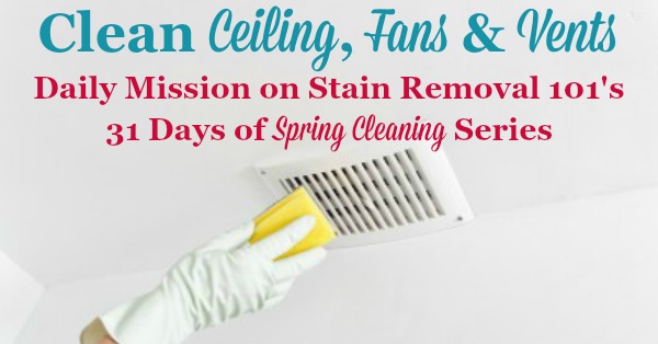 Daily mission on Stain Removal 101's 31 Days of #SpringCleaning series, to clean your ceiling, fans and vents