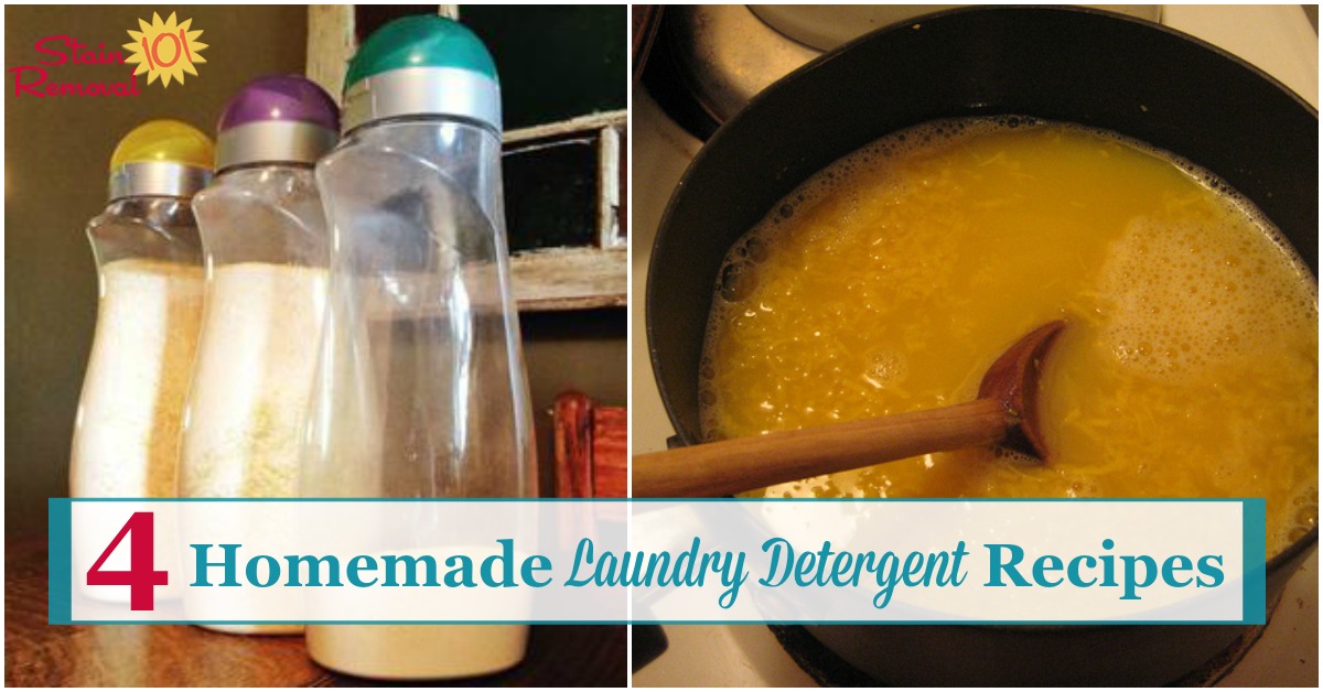 4 homemade laundry detergent recipes, including for powder, liquid, and even gel ball varieties {on Stain Removal 101}