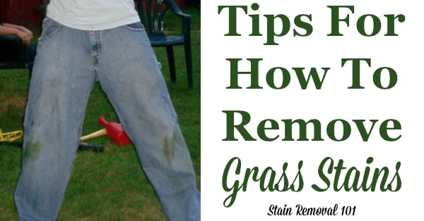 Here is a round up of tips for how to remove grass stains, including DIY methods as well as reviews of how various stain removers work on these tough spots {on Stain Removal 101} #StainRemoval #RemoveStains #RemovingStains
