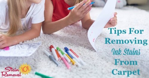 Here is a round up of tips for removing ink stain on carpet, to get ideas for how you can do it in your home. This includes reviews of cleaning and stain removal products used for the task {on Stain Removal 101} #StainRemoval #CarpetStains #InkStains