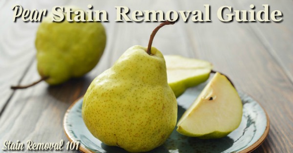 Step by step instructions for pear stain removal from clothing, upholstery and carpet {on Stain Removal 101}