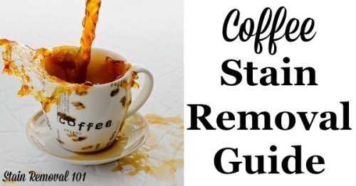 Coffee stain removal guide for clothing, upholstery, carpet, and your stained mug {on Stain Removal 101}
