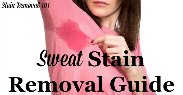Sweat stain removal guide for clothing, upholstery and carpet, with step by step instructions {on Stain Removal 101}