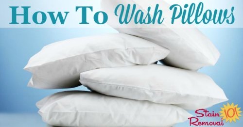 Step by step directions for how to wash pillows, and then how to dry them so they're not lumpy {on Stain Removal 101}