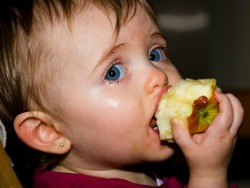 baby eating apple