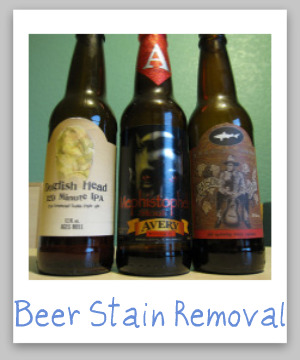 Beer stain removal guide for clothing, upholstery and carpet, with step by step instructions {on Stain Removal 101}