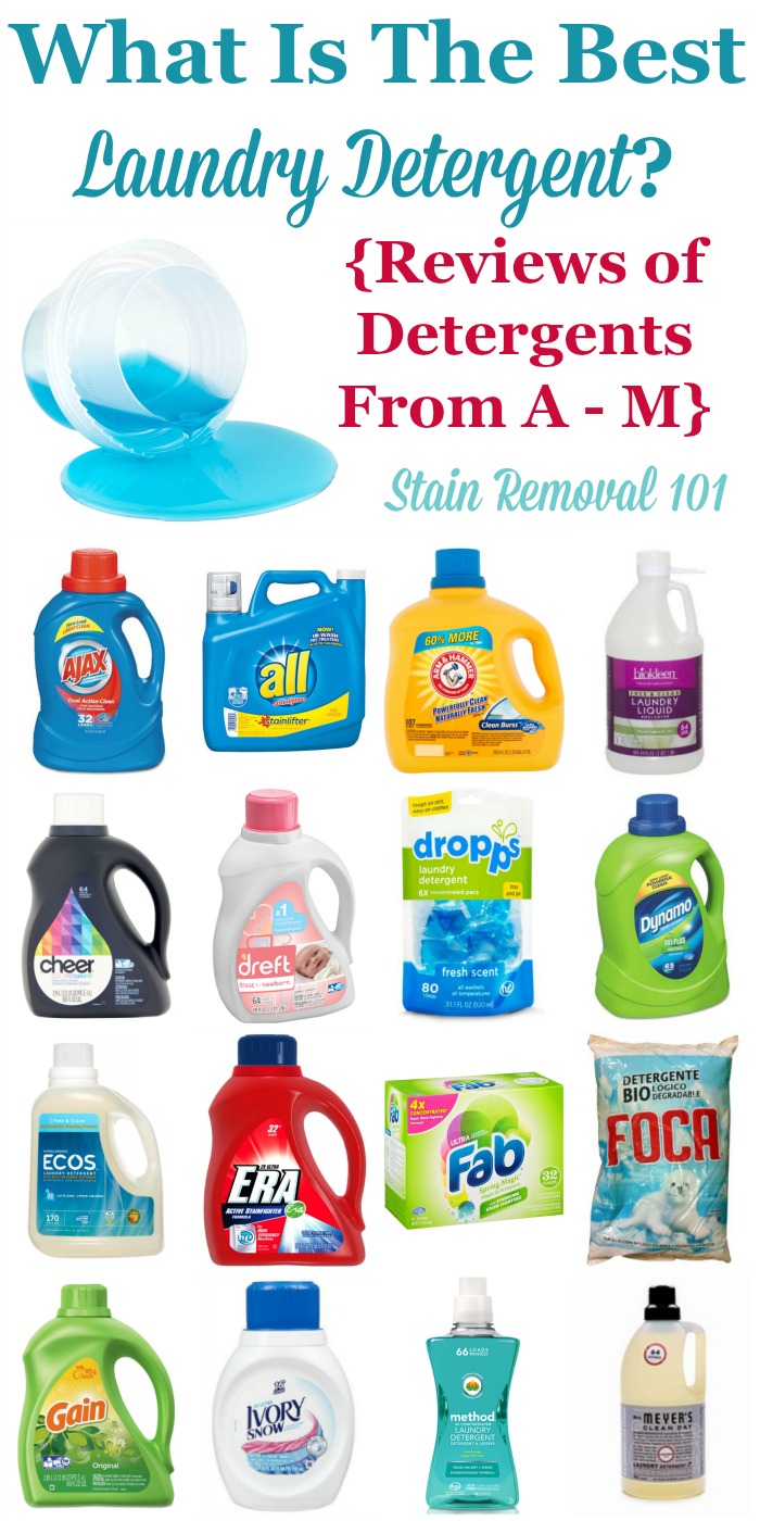 Wondering what the best laundry detergent is? It varies based on circumstances so here are over 85 pages of ratings and reviews of major brands, from products beginning with the letters A-M, to help you choose {on Stain Removal 101}
