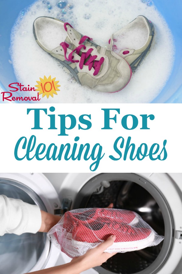 Here is a round up of tips and home remedies for cleaning shoes of all varieties, including running and tennis shoes, and those made of leather, suede, canvas and cloth {on Stain Removal 101} #CleaningShoes #CleanShoes #WashingShoes