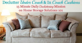 Declutter under couch and in couch cushions