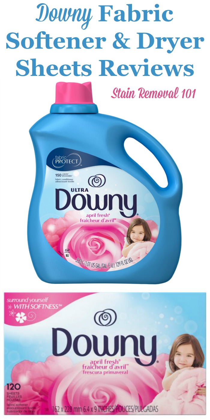 Here is a comprehensive guide about Downy fabric softener and dryer sheets, including reviews and ratings of this brand of laundry supply, including many different scents and varieties {on Stain Removal 101}