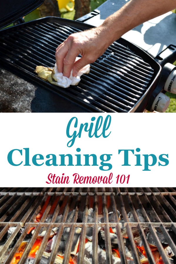 Here is a round up of barbecue grill cleaning tips to make it easier for you and your family to grill out {on Stain Removal 101} #GrillCleaning #CleaningGrill #CleaningTips
