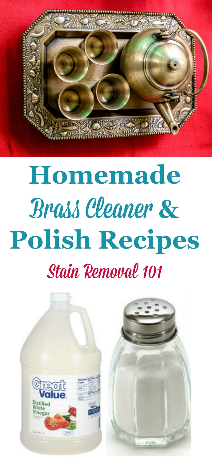 Several homemade brass cleaner and polish recipes, for both laquered and unlaquered brass {on Stain Removal 101}