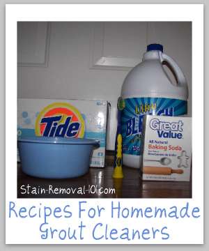 Two homemade grout cleaner recipes, one gentler and one for removing stubborn stains {on Stain Removal 101}