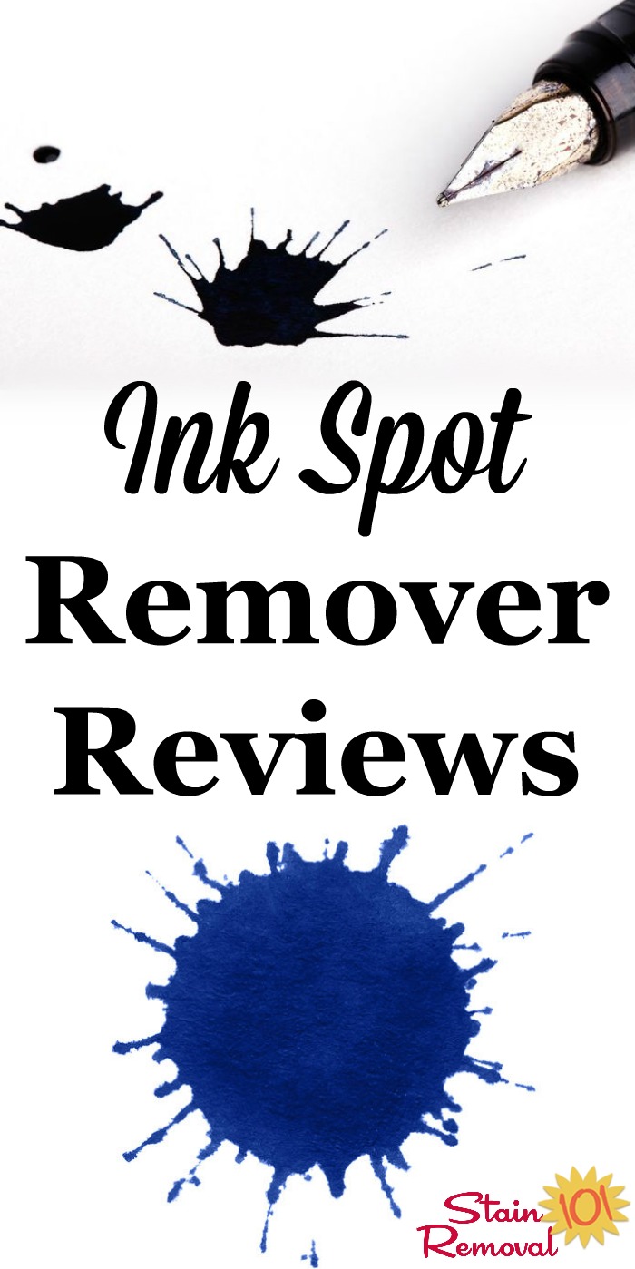 Here is a round up of ink spot remover and ink stain removers reviews to find out which ones work the best to remove them from clothes, carpet and other surfaces {on Stain Removal 101} #InkSpotRemover #InkRemover #InkStains