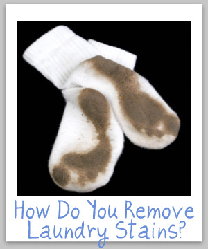 Laundry stain removal tips and techniques, such as for presoaking and pretreating spots and spills so you've got a better chance to get them out! {on Stain Removal 101}