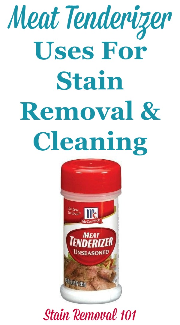 Here is a round up of meat tenderizer uses around your home for cleaning and stain removal, to allow you to use common items from your pantry in lots more ways {on Stain Removal 101}