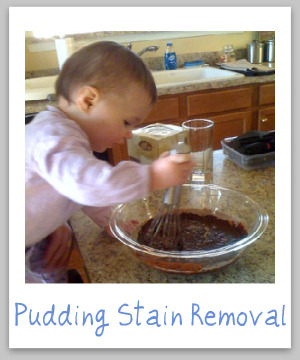 How to remove pudding stains from clothing, upholstery and carpet, with step by step instructions {on Stain Removal 101}