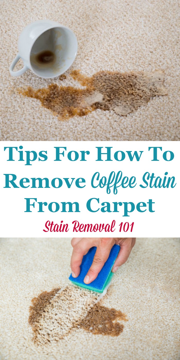 Here is a round up of tips for how to remove coffee stain from carpet, when you accidentally spill coffee {on Stain Removal 101} #StainRemoval #CarpetStains #CarpetStainRemoval