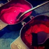 hair dye in pots on counter